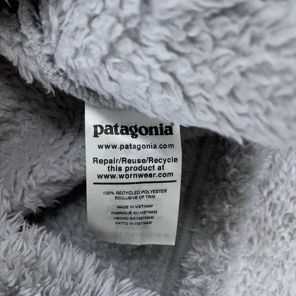 Patagonia Los Gatos 1/4-Zip Pullover Women Small Gray Sherpa Soft Warm High Pile - Picture 8 of 9